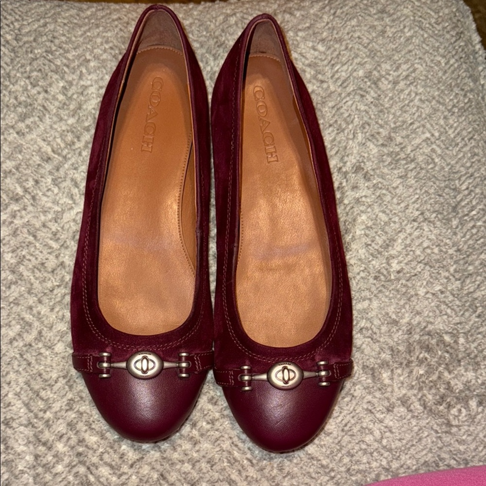 Coach Women's Burgundy Flats